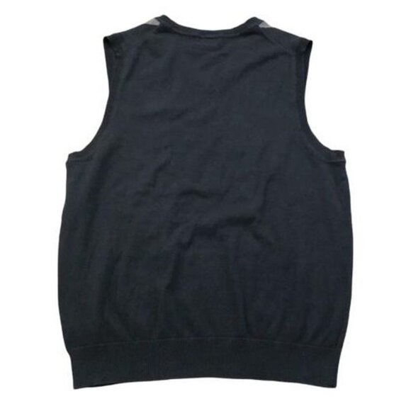 Mens Large Tall Sweater Vest Knit Argyle Black Maroon Gray V-Neck J. Ferrar - Picture 3 of 4